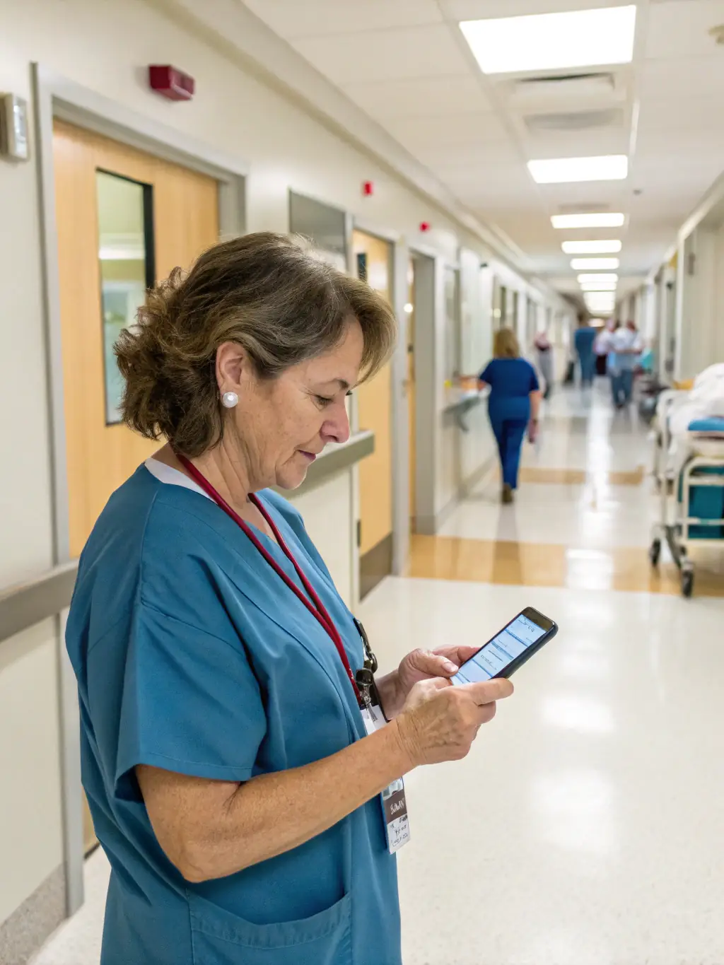 A CNA using Careflownote to coordinate care with other healthcare professionals, highlighting the app's communication features.