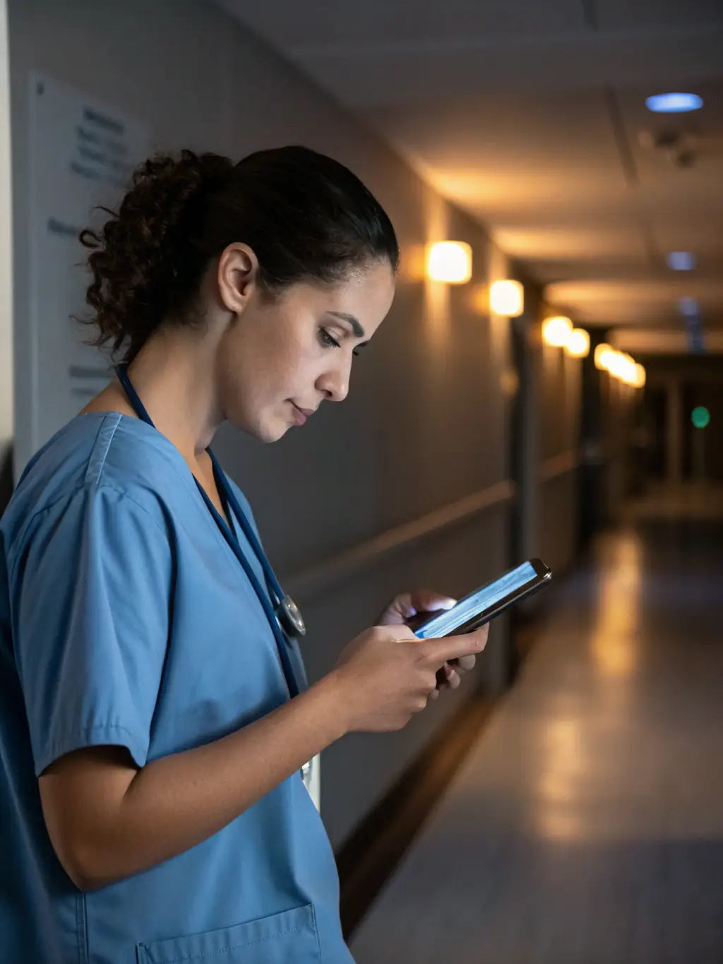A CNA smiling while easily checking off completed tasks on a Careflownote mobile interface, showcasing the app's task management capabilities.