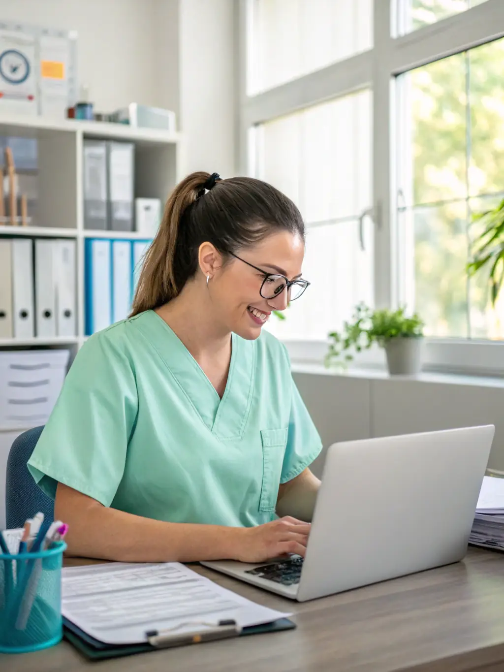 A CNA using Careflownote to create and submit an end-of-shift report, emphasizing the app's ability to streamline documentation and improve communication.